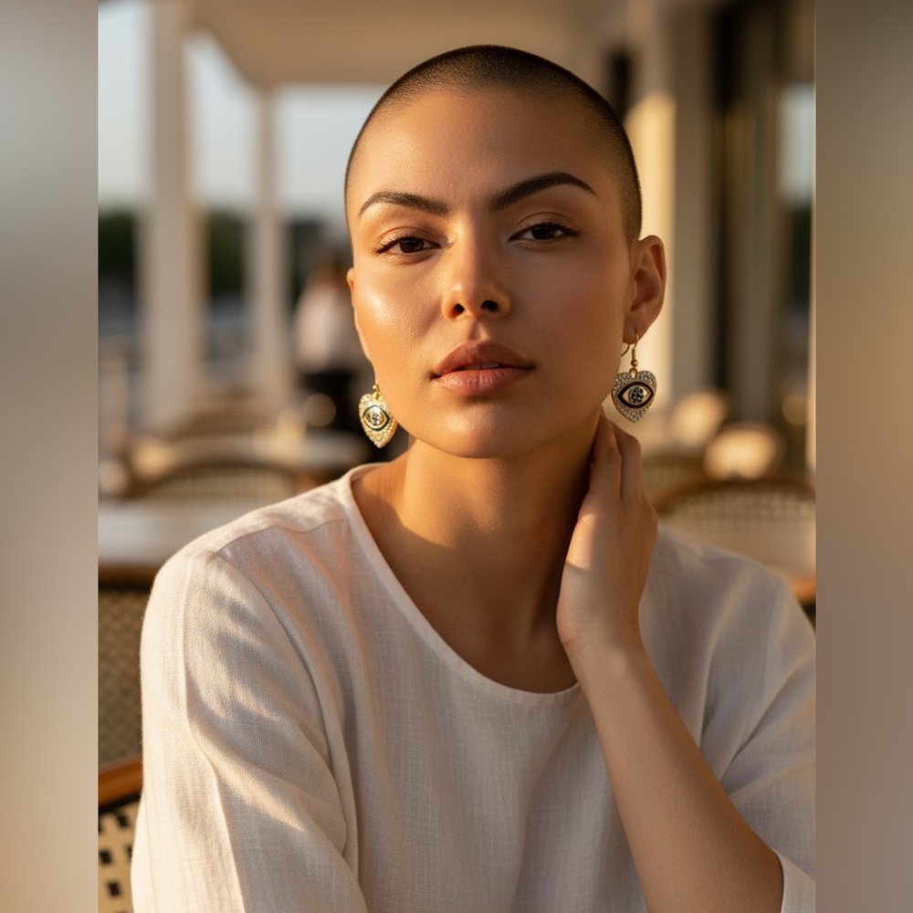 Mint Gold Rhinestone Evil Eye Drop Earrings NWT